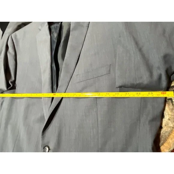 Calvin Klein Mens Gray 2-Piece Suit 46L Jacket & Pants 100% Wool Classic Fit - Picture 4 of 16